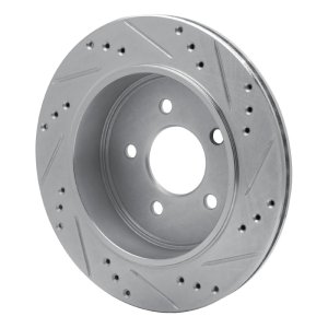 Ford Crown Victoria Brake Rotor (1) - Rear Left - R1 Concepts - Drilled & Slotted - Silver - `03-`11